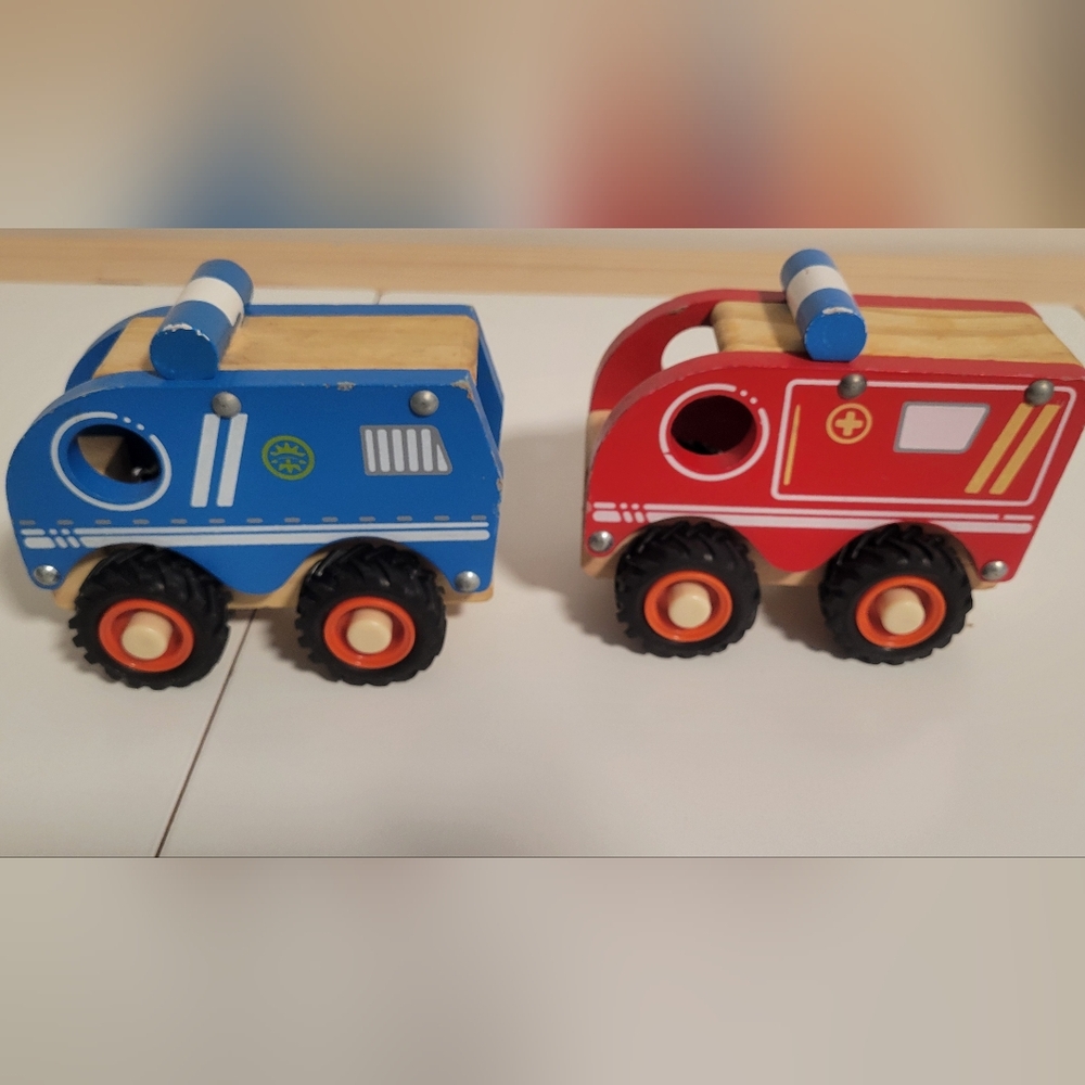 Wooden Fire Truck and Police Car